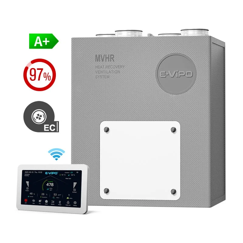 E-VIPO Residential 97% Heat Recovery Efficiency Mechanical Ventilation System Hrv Erv Energy Recovery Ventilation System