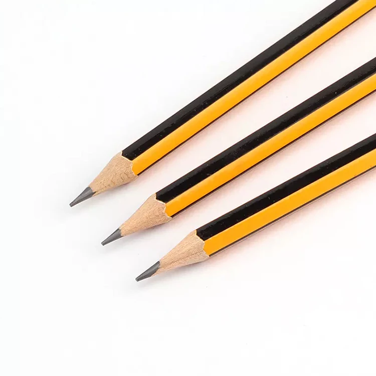 Hexagonal HB Pencil With Eraser Basswood Yellow Barrel Office Use Pencil