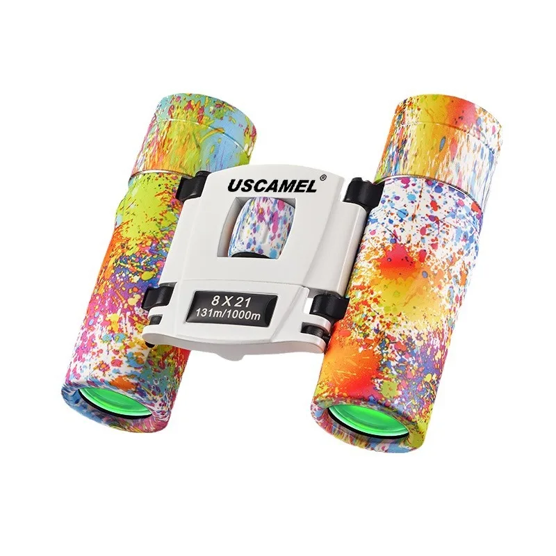 8X21 children and adults watching outdoor games and concerts Telescope Foldable portable camouflage binoculars 8x21