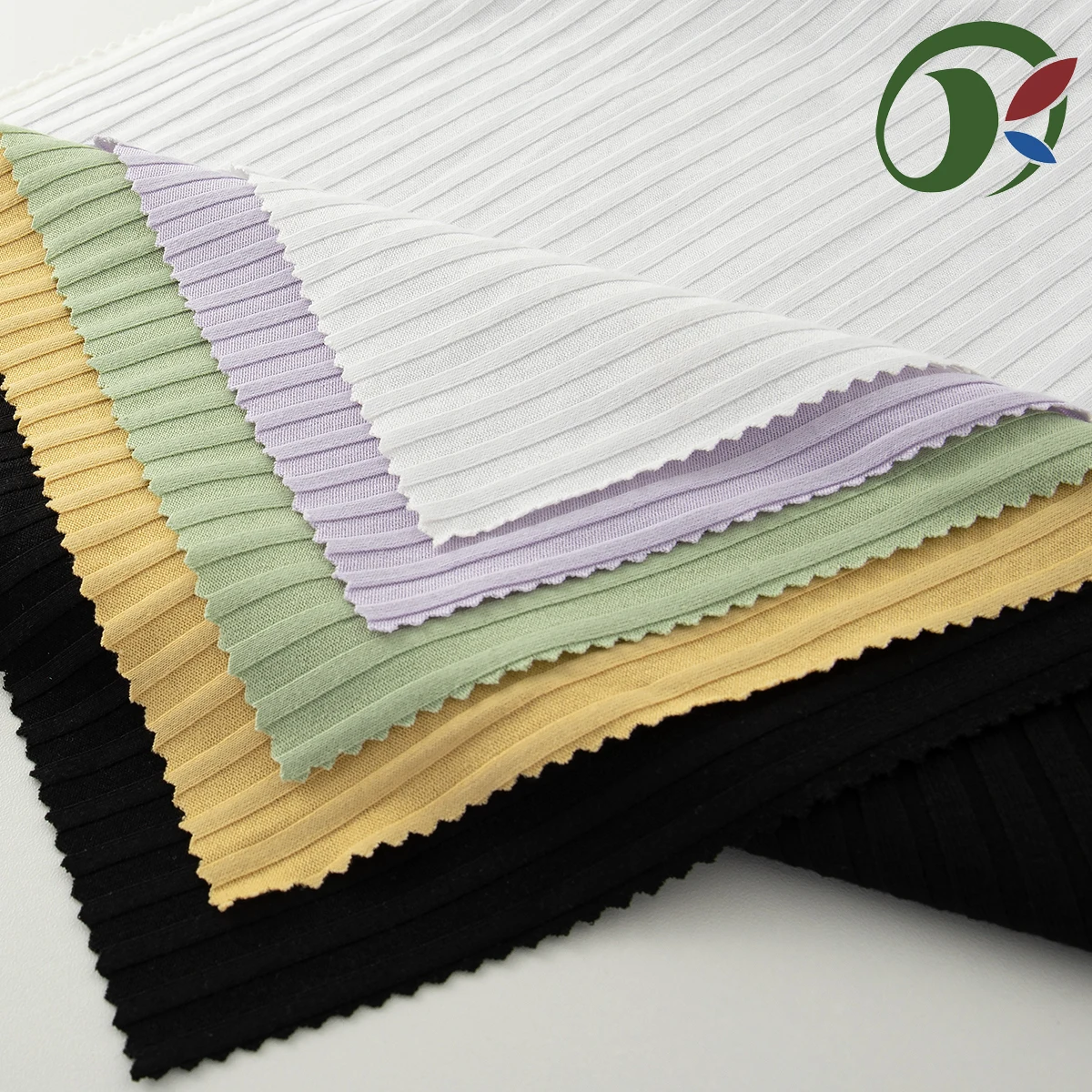 fabric supplier Textile Knitted Polyester Spandex stretch blend rib in Fabric material company