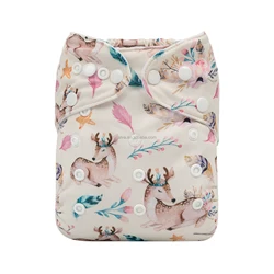 ALVABABY Wholesaler Deer Pattern Cloth Diaper Digital Printed Breathable Ecological Cloth Nappy