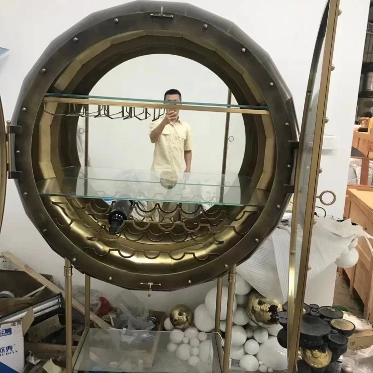 Custom design luxury living room home decor corner bar cabinet glass tall wine display cabinet