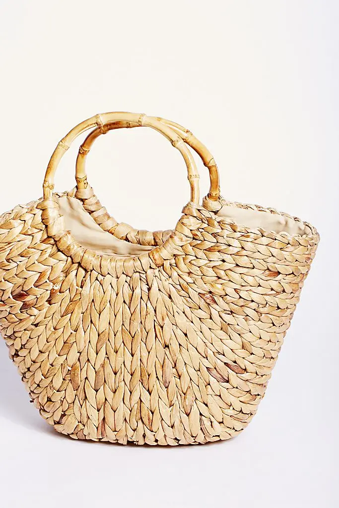 Best Selling Products Luxury Water Hyacinth Handbags Trapezium Shopping Bags For Ladies With Handles