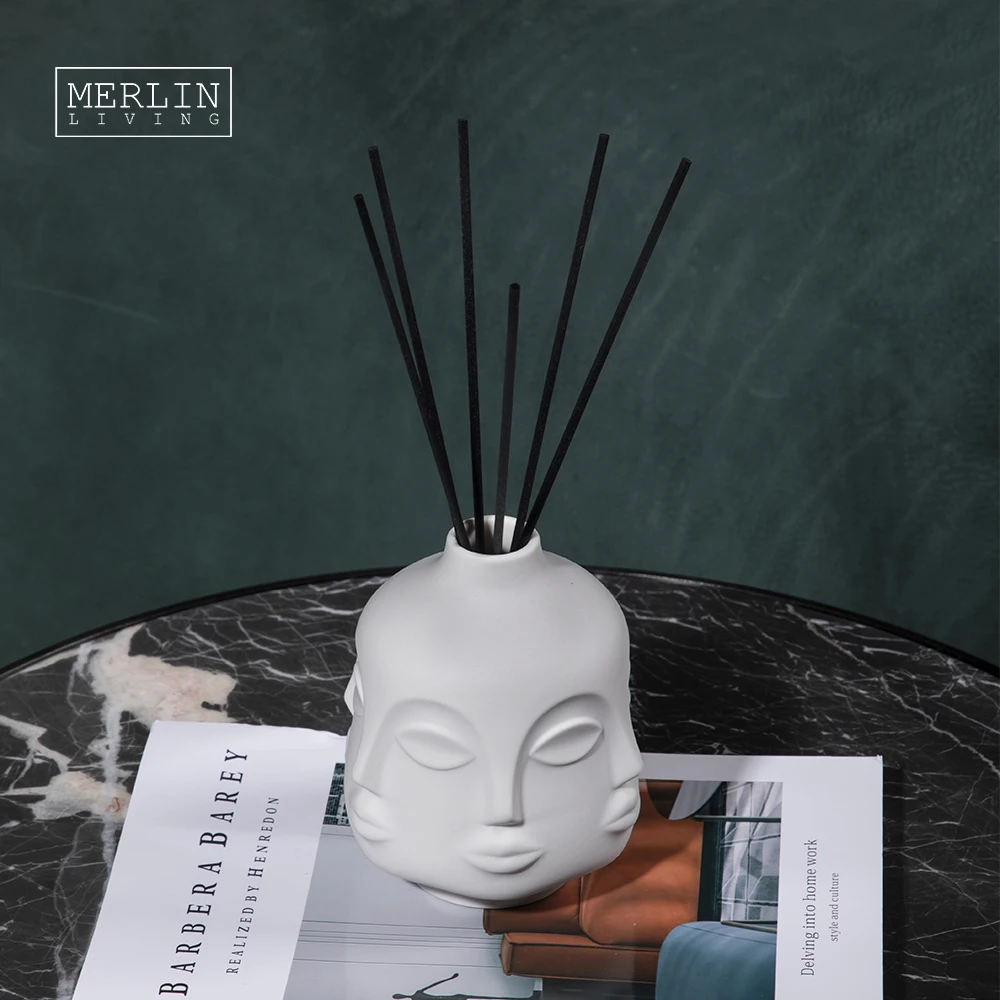 Merlin Living colorful face ornament art funny decoration flower vase ceramic creative small vase modern style for ceramic vase