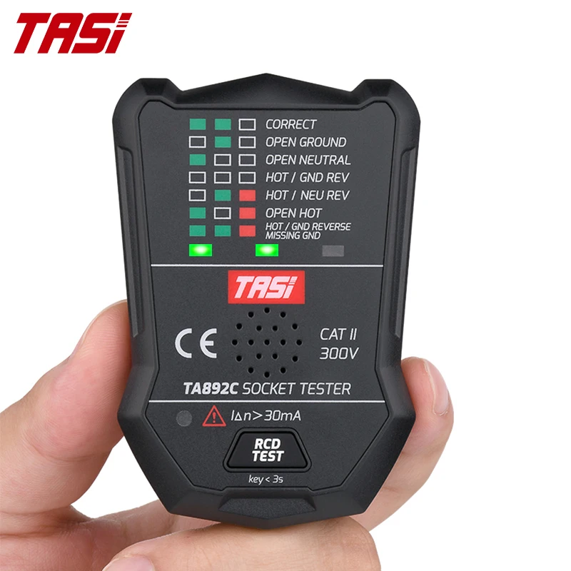 TASI TA892C 175V~250V Voltage Tester Voice RCD GFCI EU Plug European Wall