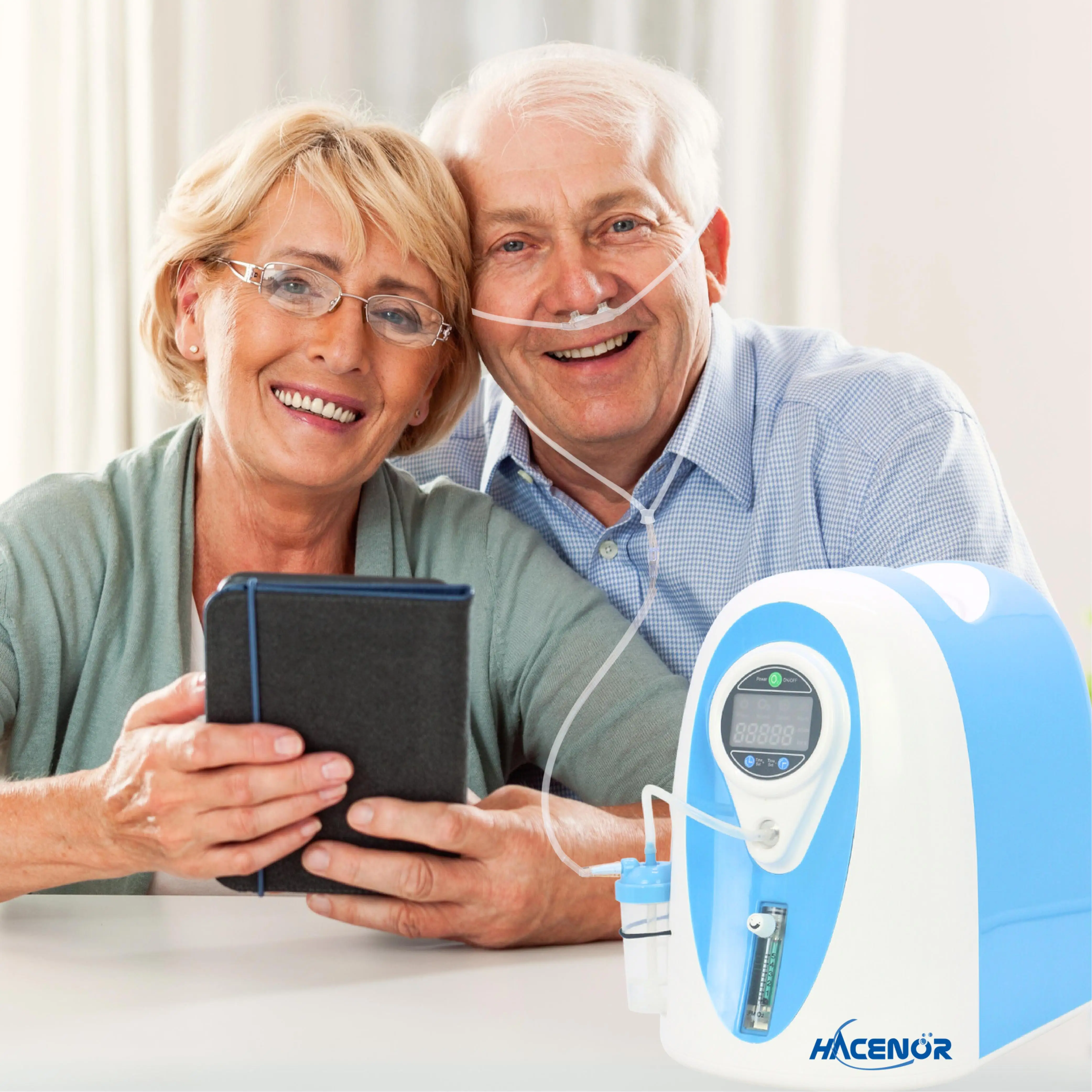HACENOR 1-5L Low Noise Continuous Flow Oxygen Concentrator Small 24/7 Continuously Work Oxygen Concentrator