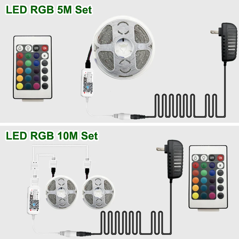 Luces Led Para Casa 12V 5M indoor 2835 5050 SMD RGB Tiras De Luces Leds Smart Strip Light Outdoor Barras De Luz LEDs
