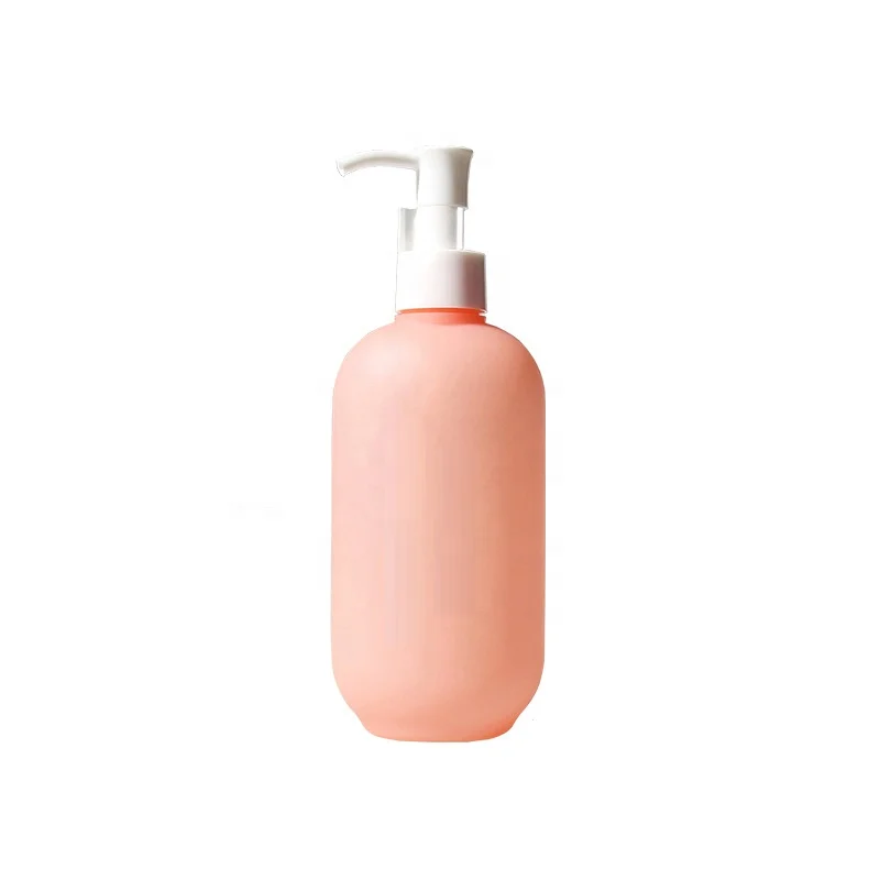 250ml 8.5oz Pink Matte Soft Touch HDPE Whiten Cream Body Lotion Round Shoulder Bottle With Pump