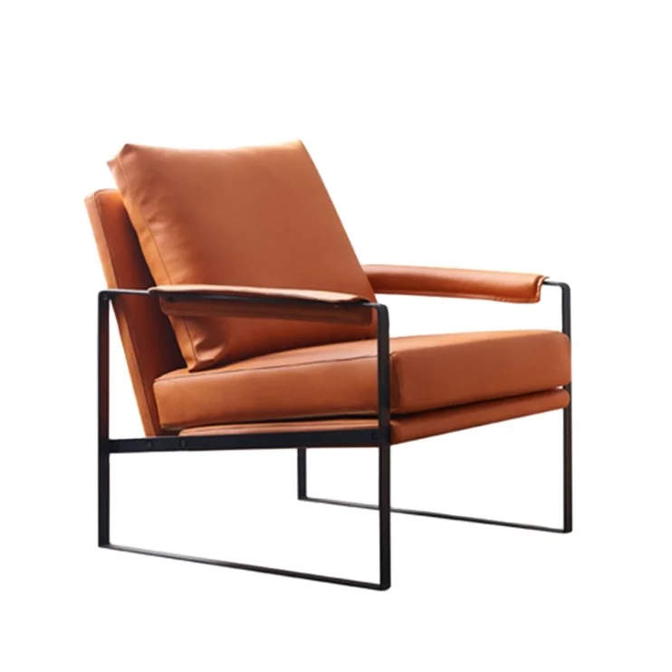 Скандинавский ленивый диван-стул, общежитие, повседневное кресло для спальни, дивана, гостиной, оранжевое кожаное одиночное кресло