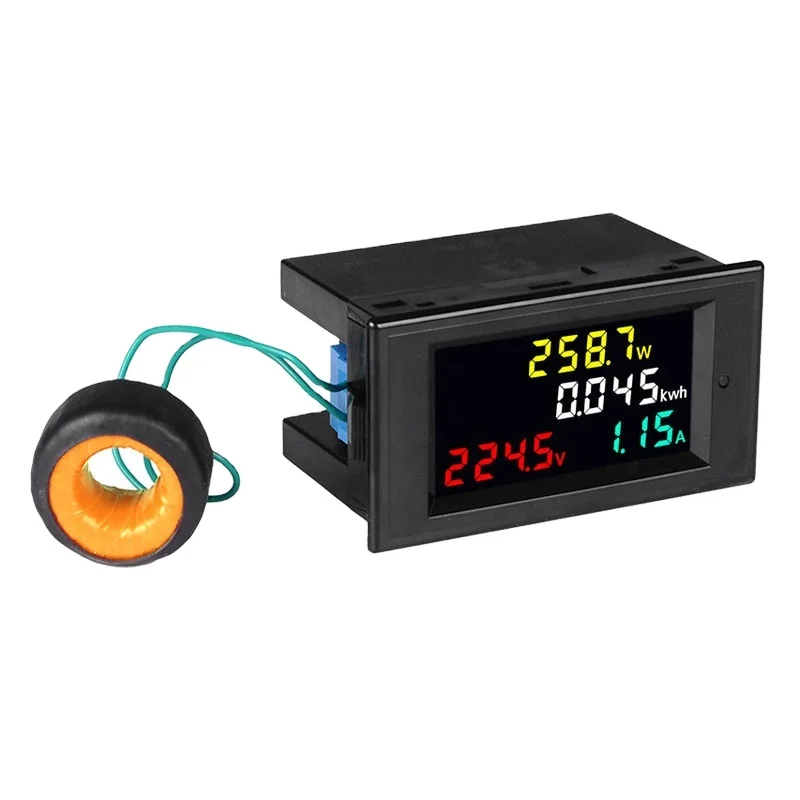 AC Power Meter AC40-300V 100A Voltage Current Color LCD Display Panel Digital Voltmeter Ammeter Watt Active Power Energy Monitor