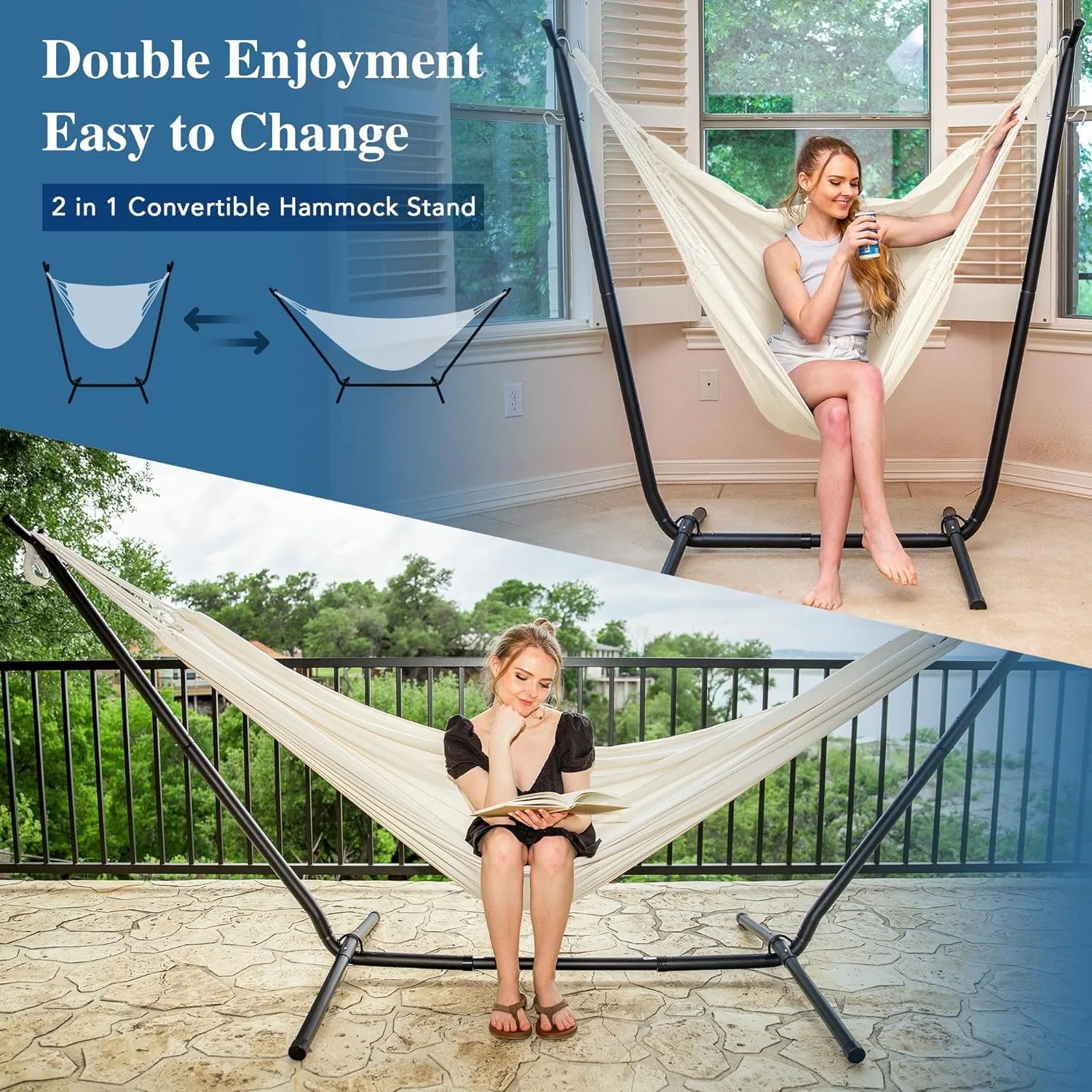 Wholesale Heavy Duty Two Person Hammock with Stand Folding Lightweight Hammock Chair with Stand