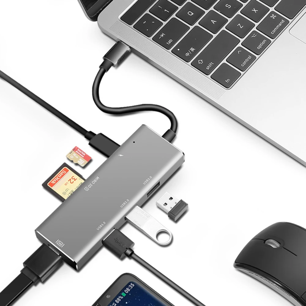  7 в 1 usb-c 3 0 hub подставка для ноутбука с usb Тип c портов macbook