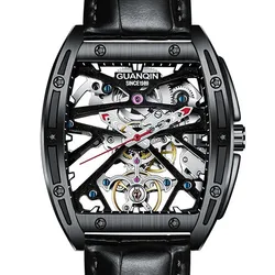 GUANQIN GJ16147 Luxury Skeleton Automatic Mechanical Business Men Full Steel Waterproof Sport Wrist Watches