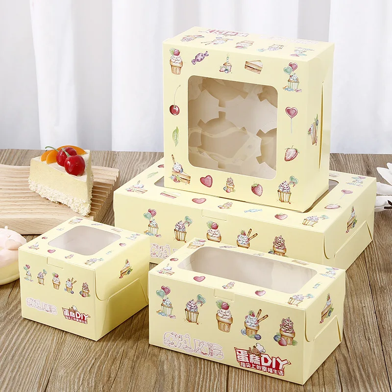 Bakery Cupcake Muffin Cake Egg Tart Dessert Box Custom Transparent Mini Cake Packaging Box with Window for Dessert