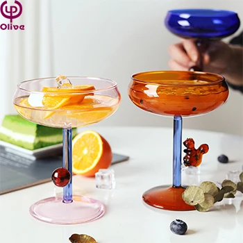 Light luxury unique novelty  highball colored fish bowl cocktail glasses