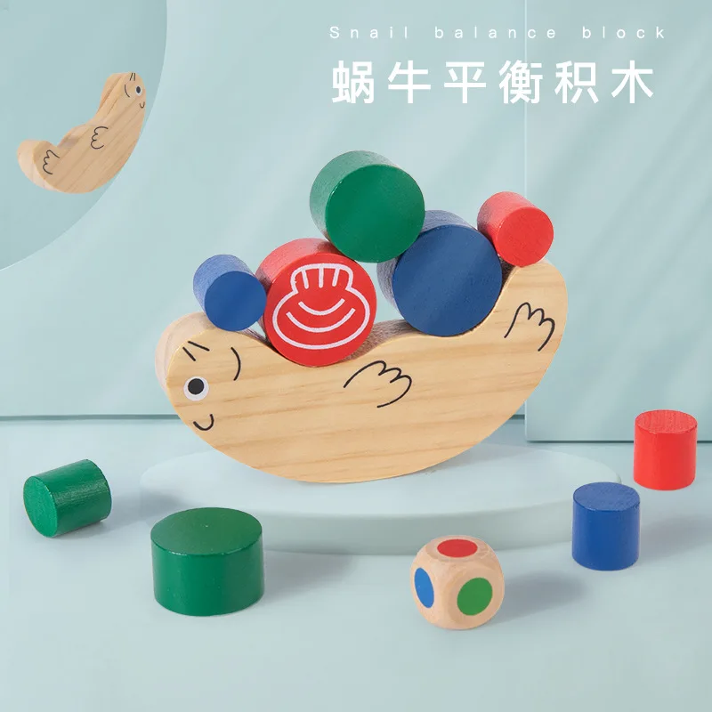 Wooden Stacking Block Set Snail Intelligence Toys Building Blocks Educational Toys Stacked Boat Stack High Child Balance Toy