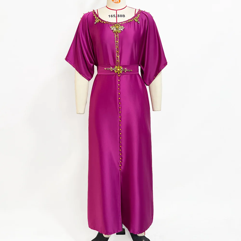 Customized Dubai UAE American Europe Evening Party Show Short Slit Sleeve Big O Neck Elegant Women Abaya