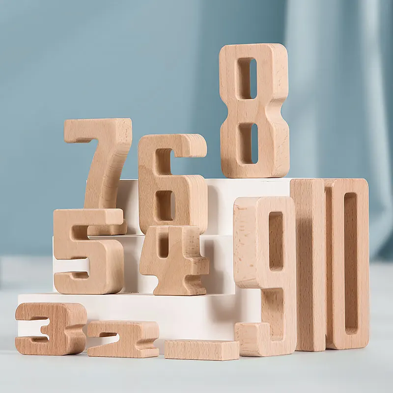 Number Wooden  Building Blocks Math Digital Toys Baby Balance Block  Toy Montessori Educational Natural Wood Toys for Kids