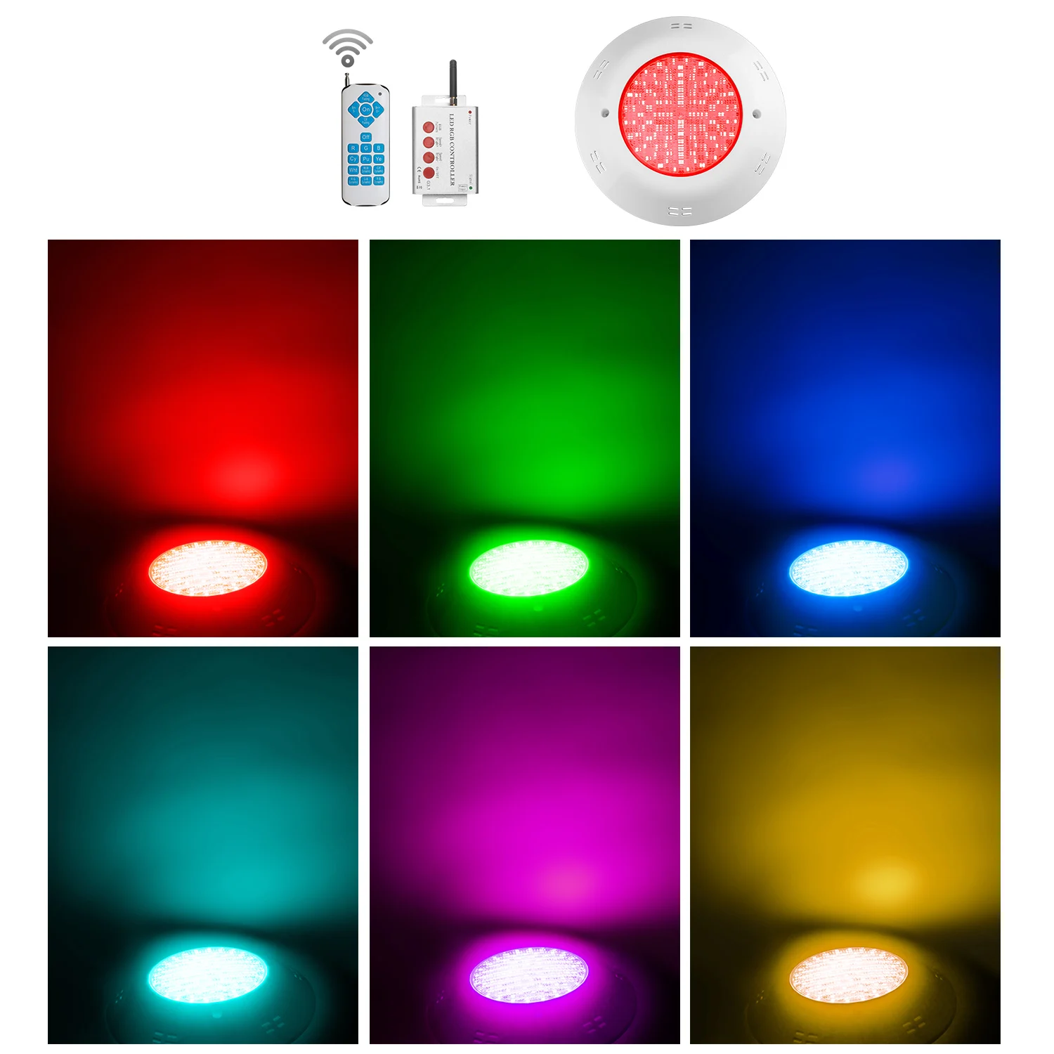 IP68 18W Plastic Material RGB Led Waterproof Waking Magnetic Led Surface Mounted Pool Light