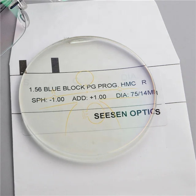 Danyang factory price 1.56 blue cut uv420 progressive HMC multifocal photochromic eyeglasses lenses