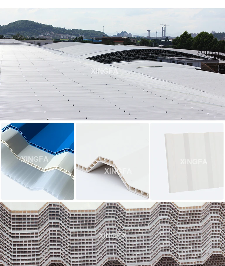 Plastic PVC Twin-wall hollow roof sheet roof tiles corrugated roof materials with house