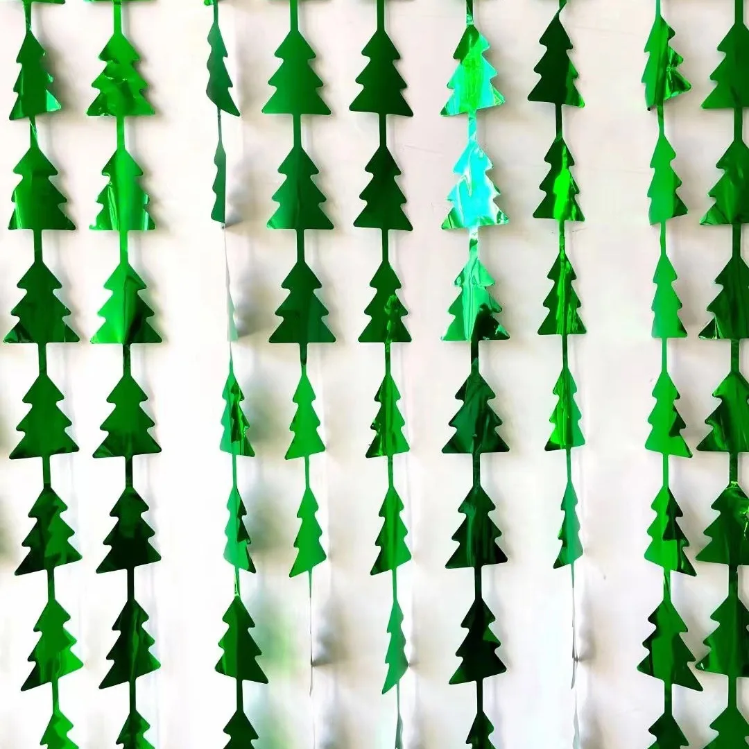 Christmas Tree Door Curtain Rain Curtain Birthday Party Bar Party Atmosphere Bobo Balloon Background Decorations