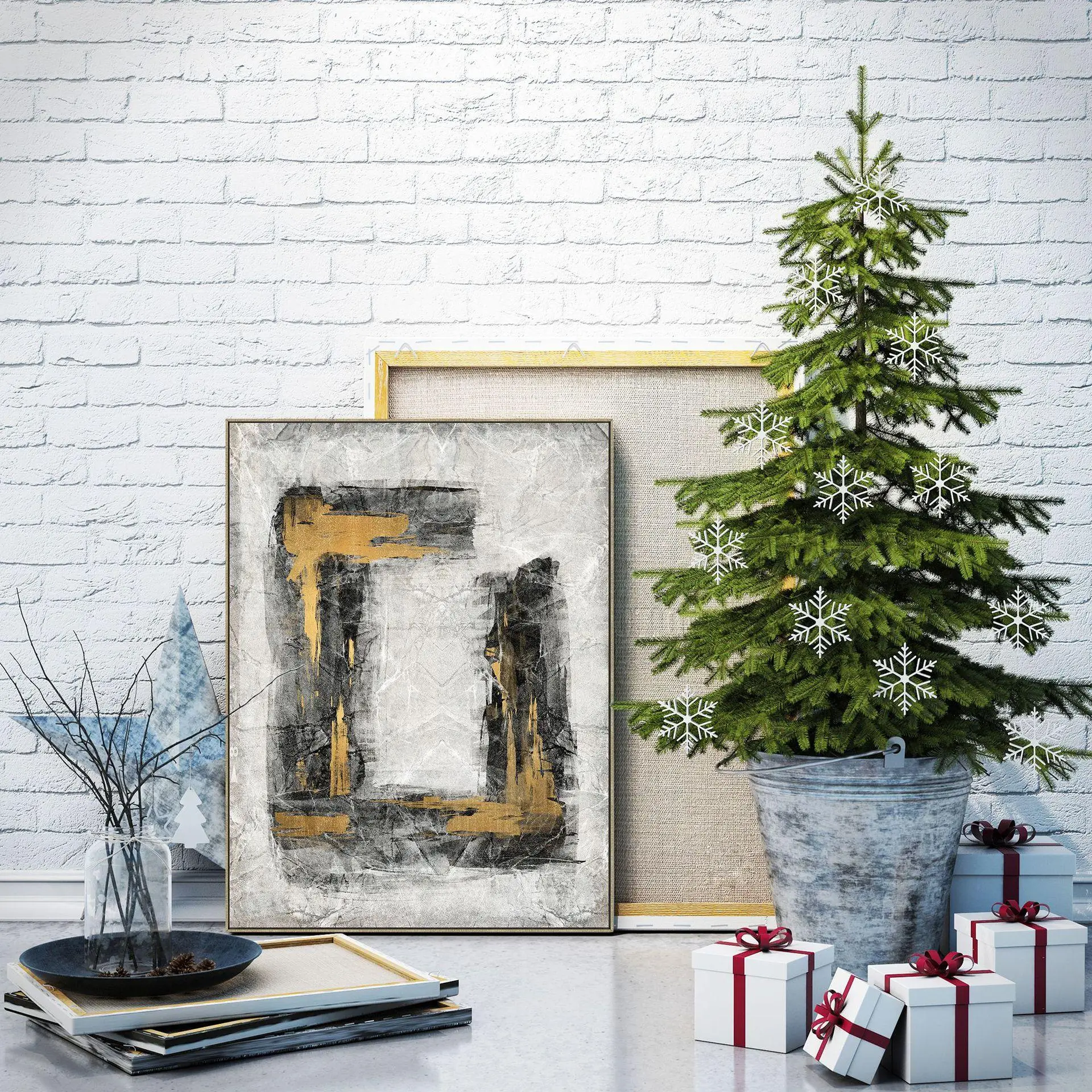 Half hand-painted abstract American texture decorative living room bedroom study mural canvas painting wholesale