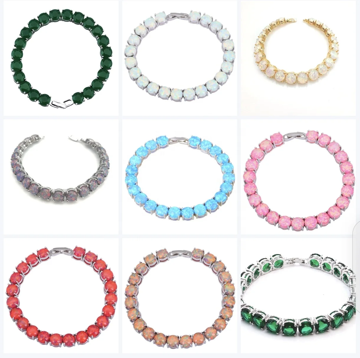 New Design Unisex pink 8mm Cut Tennis Bracelet Ocean Blue Fire Opal Rhodium Plated Greek Style Sample Making Available