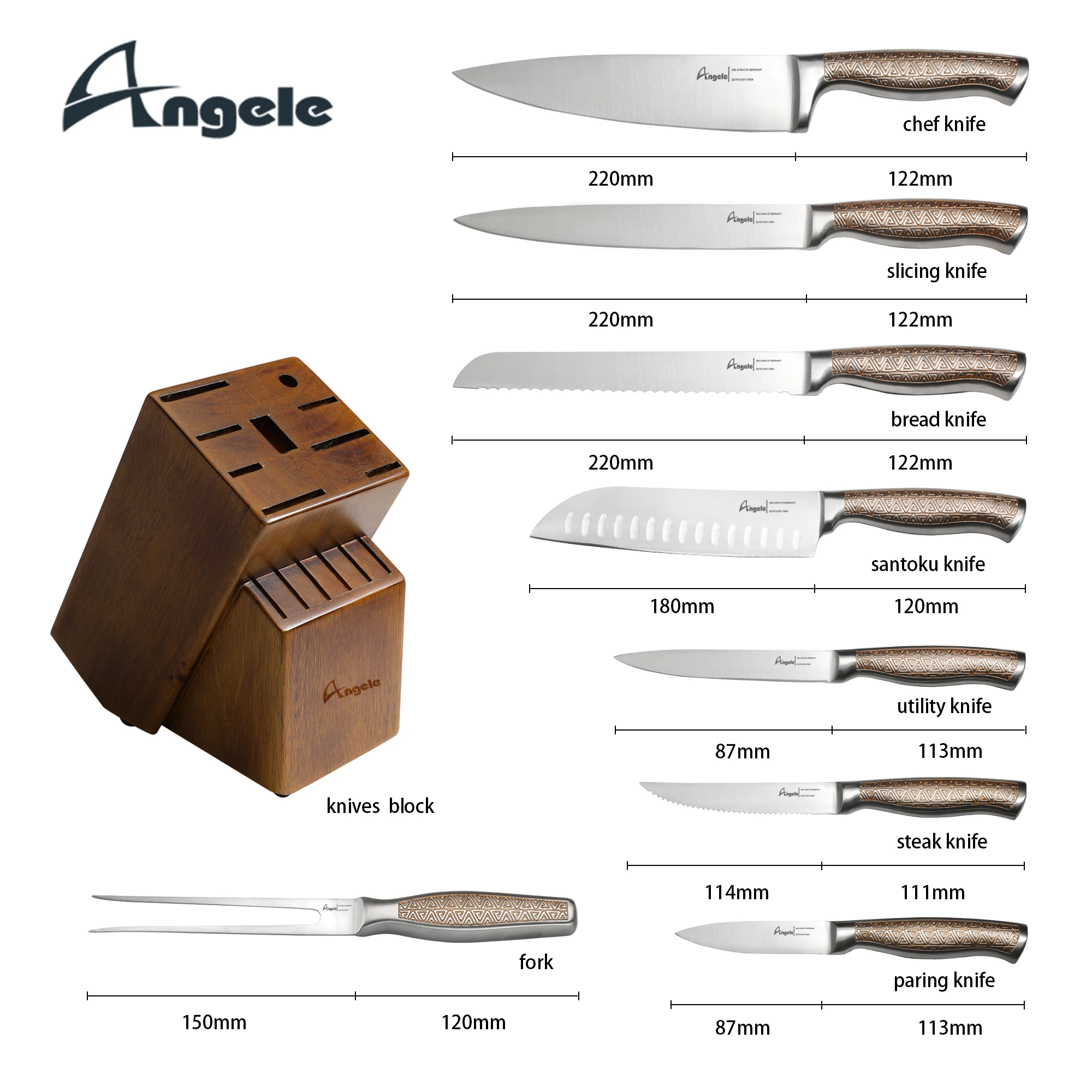 2023 NEW Kitchen Knives Set 3cr13 Blade Stalness Steel Patten Handle steak knife set