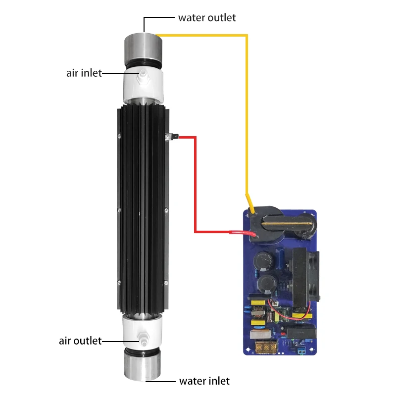 Quartz tube ozone generator Ozone generator tube 15g/h adjustable power supply