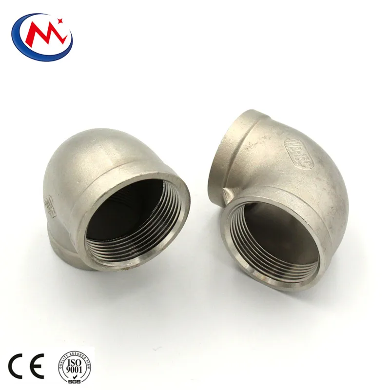 Hot sale SS 304 316 codo  threaded  pipe fittings 90 degree  elbow for water oil pipeline