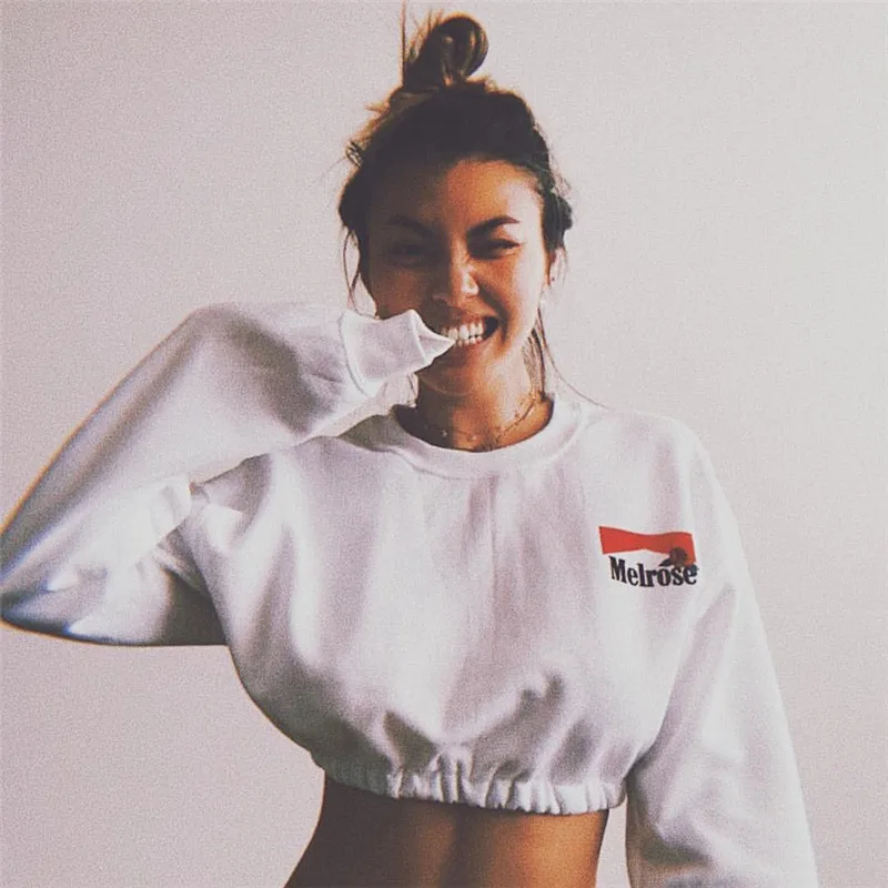 2021 Long sleeve fashionable cotton woman tank crop top hoodie ladies crewneck sweatshirt