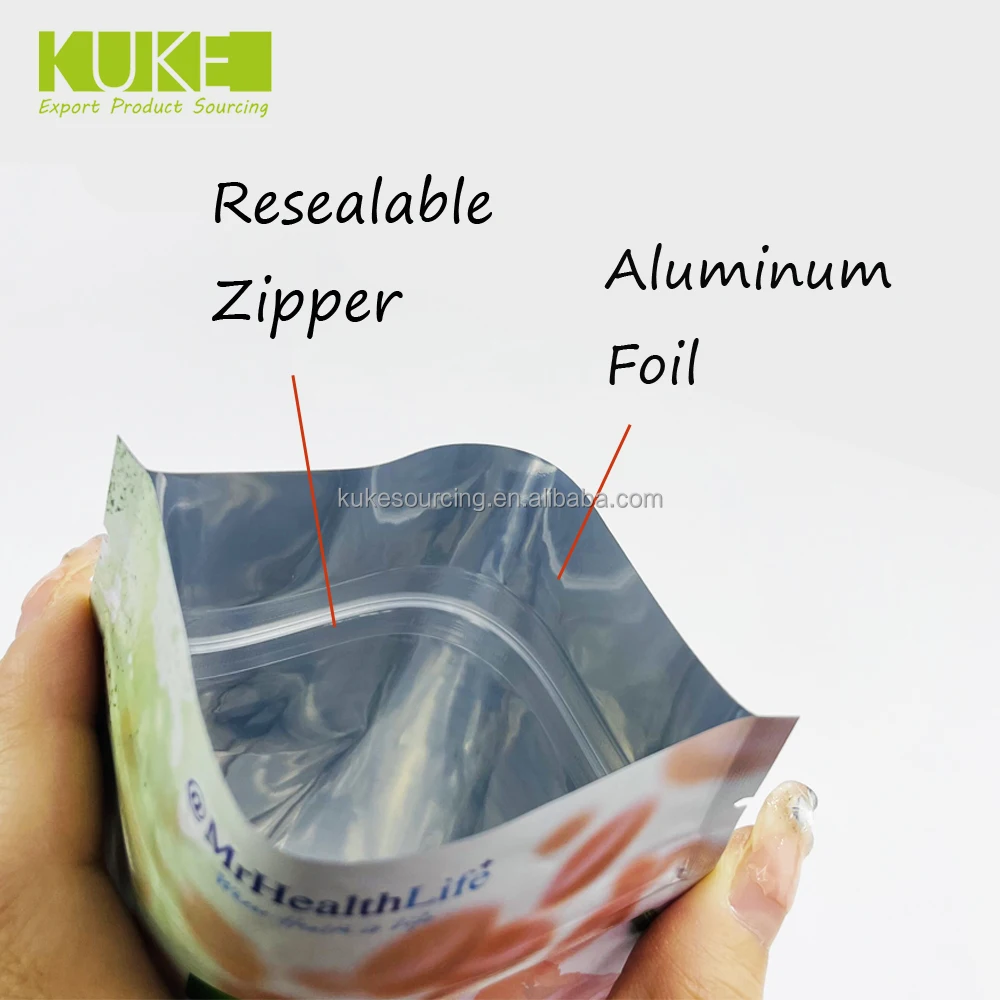 30g 50g 100g Custom coffee powder mylar stand up moringa powder packaging bags pouch