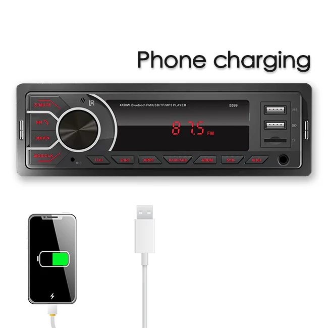 Manufacturer 1DIN Led Lcd music mp3 player for car with 2usb aux bt car audio system