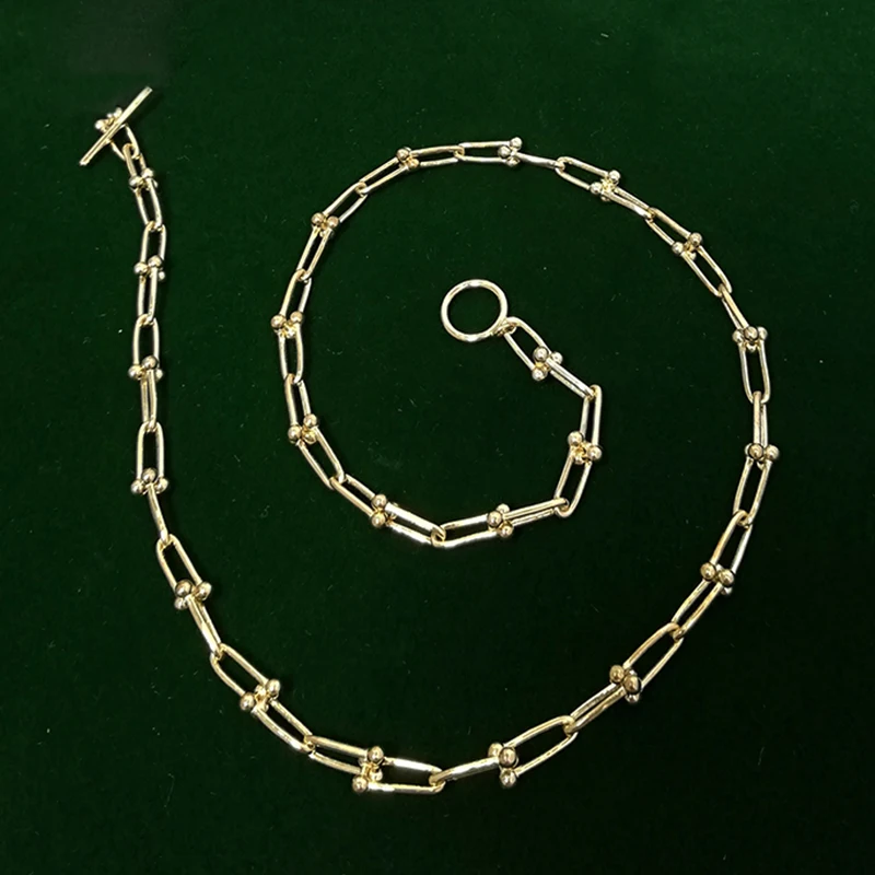  hip pop hyperbole classic Flat Square Chain Link Choker 12.79g Paper Clip Chunky Silver 18k Gold Plated