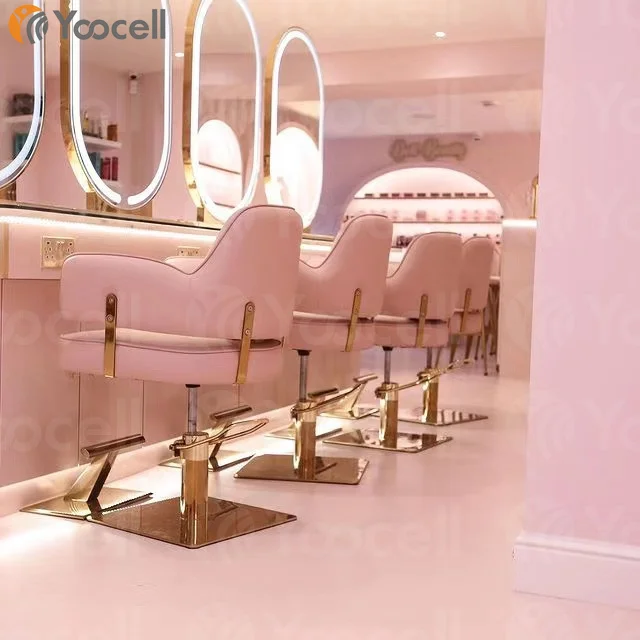  Горячая Распродажа современный парикмахерский стул Yoocell розового цвета для парикмахерской стулья салона
