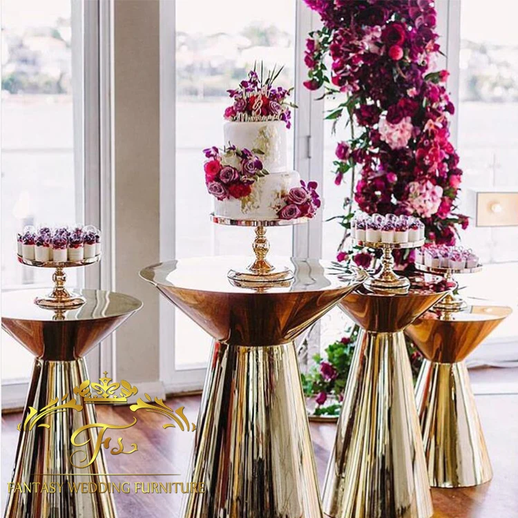 gold metal stainless steel frame wedding dessert buffet display stand