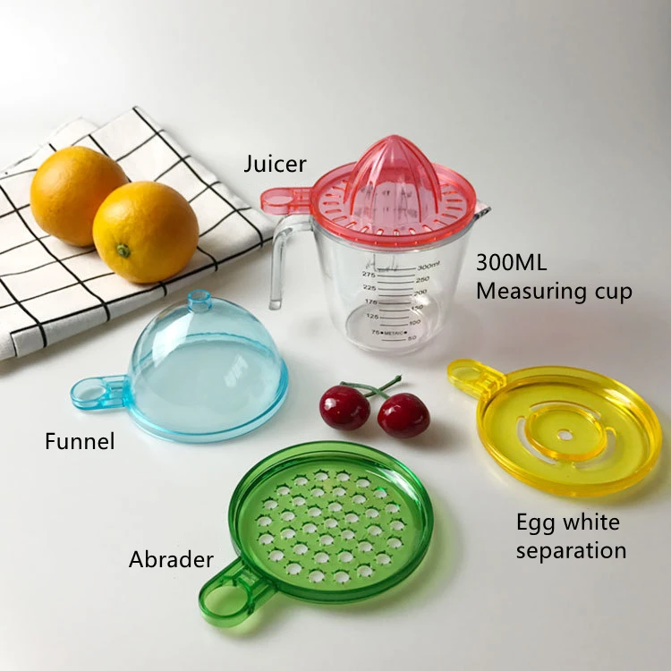 Plastic Multifunction Manual Press Lemon Citrus Squeezer Orange Juicers With Scale Measuring Cup Funnel Grinder Kitchen Tool Set