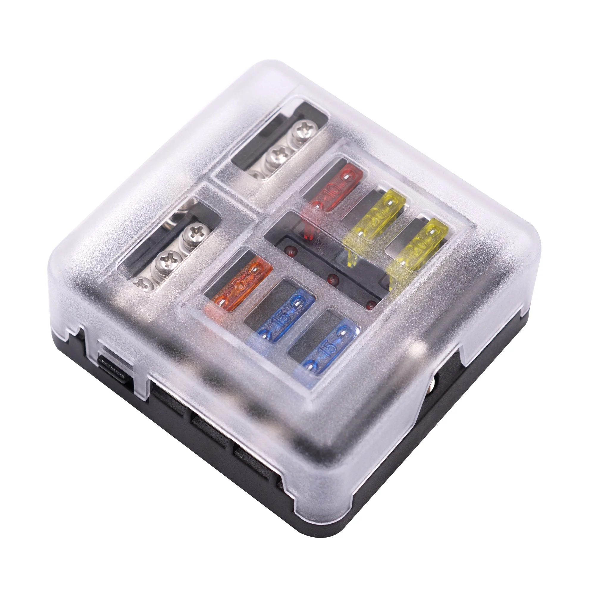 Waterproof Car Boat 12V 6 Way Blade Fuse Block  Box With Warning Indicator