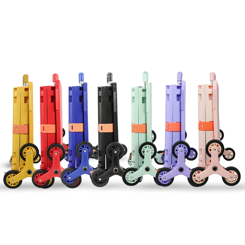 Folding Shopping Cart Trolleys  Supermarket Seat Hand Foldable Shopping Trolleys with Handle & Wheels Board Handling Trolley