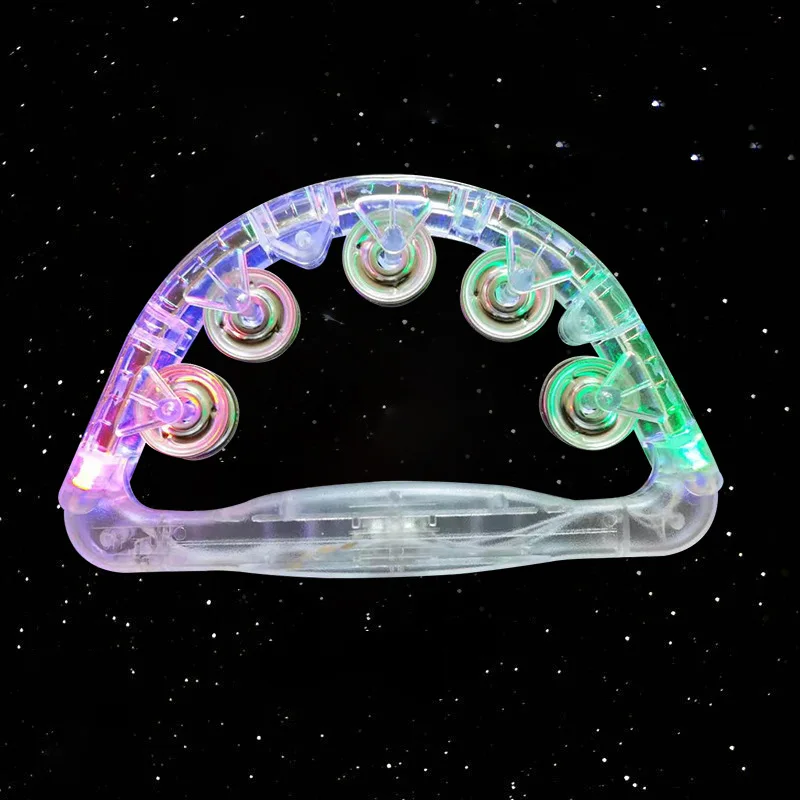 3 PCS Wholesale Led Music Flashing Tambourine Colorful Hand-held Light Up Toys Bar Party Cheer Atmosphere Hand Shake Flash Bell