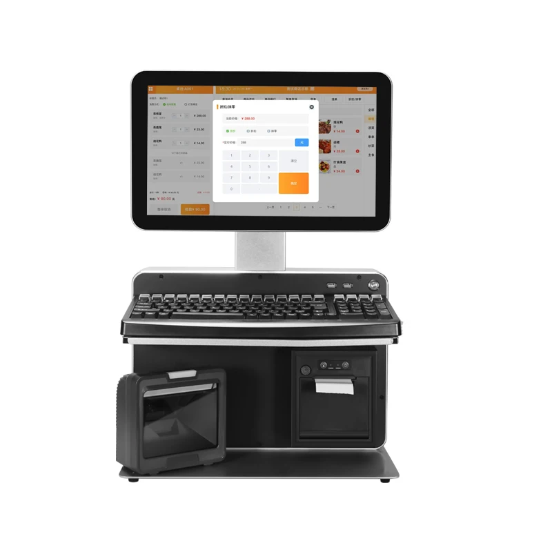 cheap Dual touch screen 14inch i3 cpu pos system all in one Cash Register machine terminal with printer software