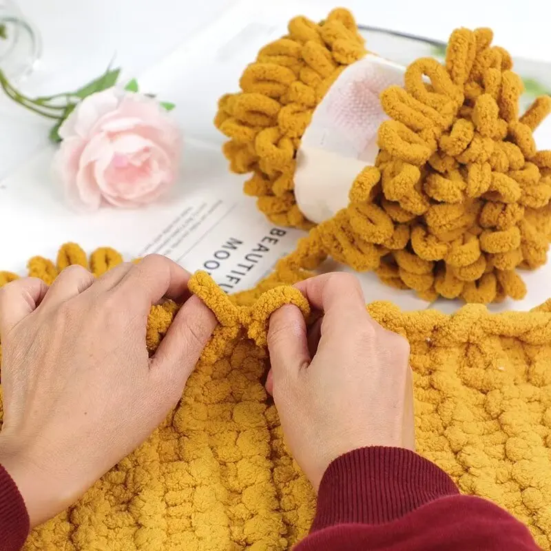 Thick Core Polyester Chenille Yarn Soft Large Hand Braided DIY Blanket Carpet Pillow Clothes-100g Weight