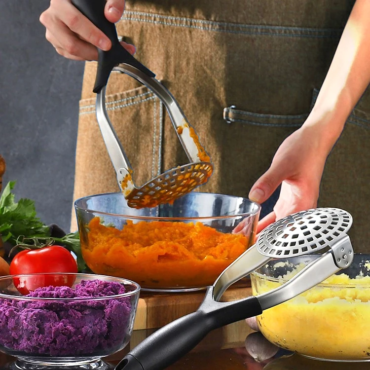 Stainless Steel Hand Pressed Potato And Onion Slicer Vegetable Fruit Salad Ricer Potato Press Masher