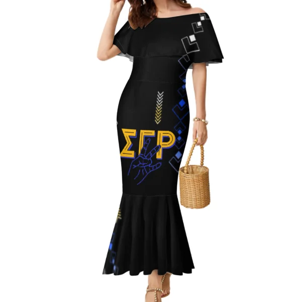 New Arrivals Sigma Gamma Rho Fraternity Design Custom Business Casual 8XL Flared Sleeve Top And Puletasi Mermaid Skirt