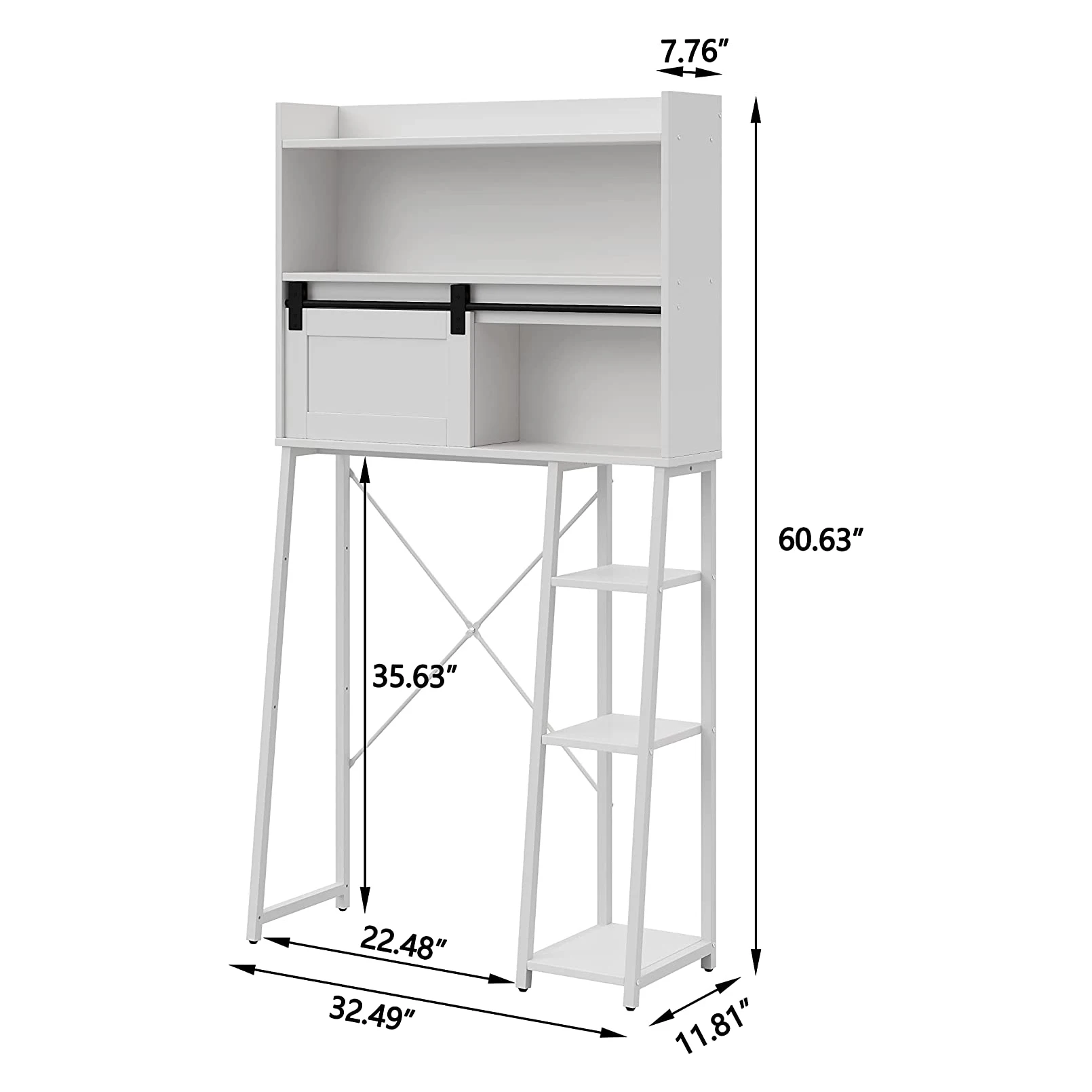 The Toilet Storage Cabinet Mass-Storage Over Toilet Bathroom Organizer with Sliding Door, Space-Saving Toilet Rack