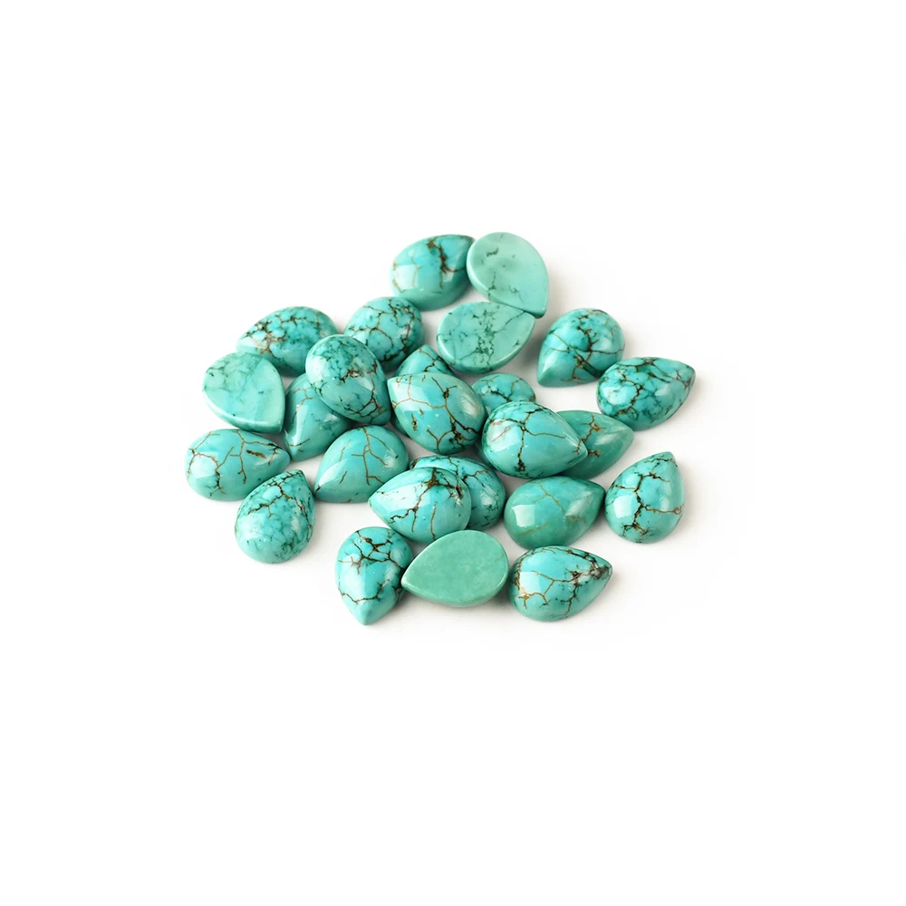 Natural Green Turquoise Cut Size Shape Wholesale High Quality Pear Cutting Shaped Cabochon Loose Gemstone Turquoise