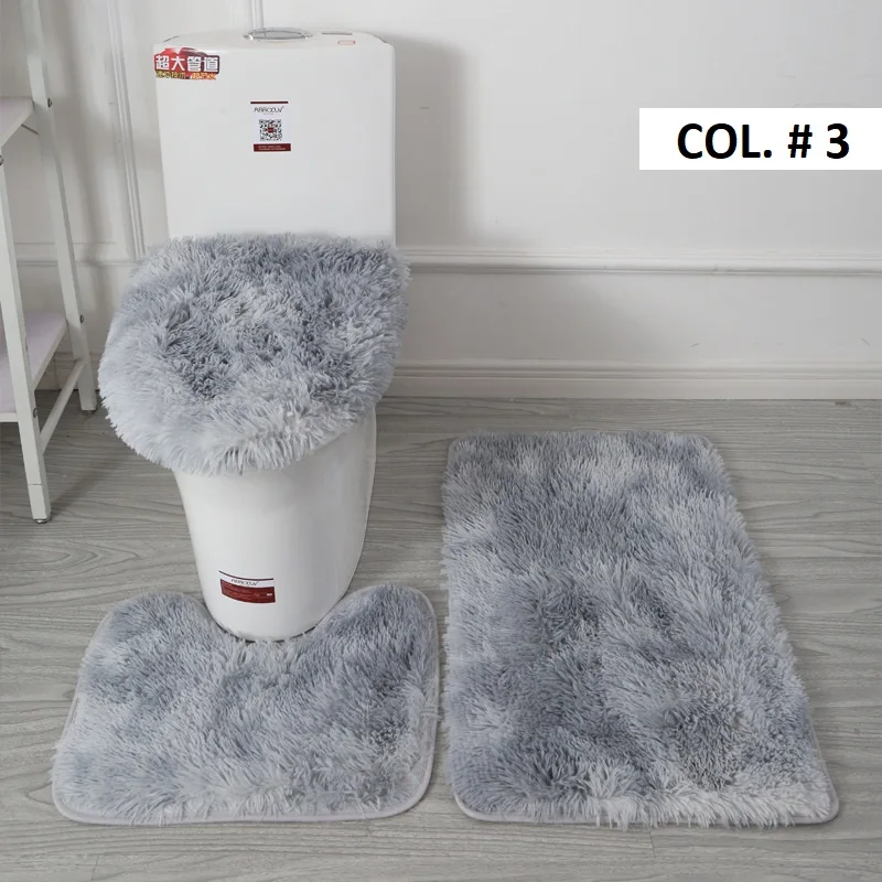 3PCS Toilet Mat Set Christmas Bathroom Non-Slip Rug And Lid Toilet Cover