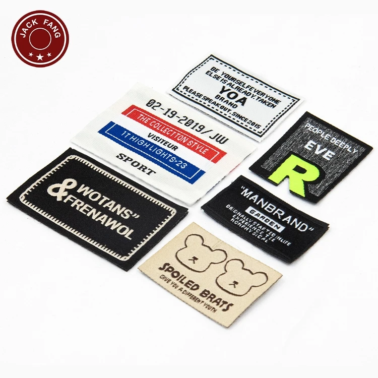 Factory Price Damask Satin Brand Tags Logo Tag Etiquette Personalise Orange Embossed Satin Soft Neck Tag Labels Woven Label