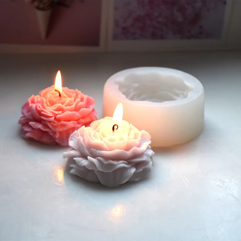 BPA free Flower Fondant Silicone Mold for Handmade Cake Decoration Peony Flower Silicone Soap Molds 3D Resin Candle Molds
